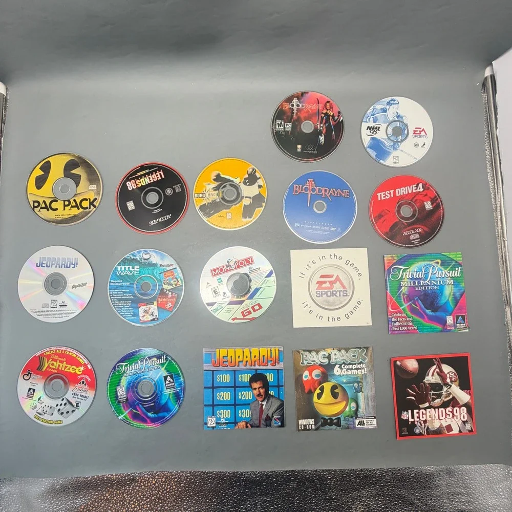 Vintage PC CD-ROM Game Lot Pac-Pack NHL 98 Test Drive Jeopardy Untested